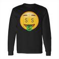 Emoji Money Face Cute Smile Dollar Signs Eyes Mouth Emotic Long Sleeve T-Shirt