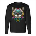 Kitty Cat Sugar Skull Day Of The Dead Dia De Muertos Long Sleeve T-Shirt