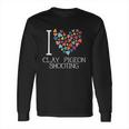 I Love Clay Pigeon Shooting Colorful Hearts Long Sleeve T-Shirt