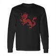 Red Chinese Firedrake Dragon Print Art Wear Long Sleeve T-Shirt