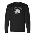 South Bronx Ny Irish Shamrock Distressed White Print Long Sleeve T-Shirt