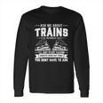 Trainspotting Ask Me About Trains Trainspotter Train Railway Cute Gift Long Sleeve T-Shirt