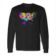 United States Map With States And Capital Cities Long Sleeve T-Shirt