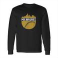 Vintage Downtown Milwaukee Wisconsin Skyline Baseball Long Sleeve T-Shirt