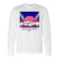 Back To The Future 1985 Neon Delorean Sunset Graphic Long Sleeve T-Shirt