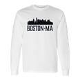 Boston Massachusetts Skyline City Silhouette Youth Long Sleeve T-Shirt