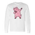 Dabbing Pig Funny Piggy Farm Farmer Pig Dab Dance Long Sleeve T-Shirt