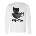 Kit-Tea Cat Lovers Creepy Kawaii Pastel Goth Kitten Teacup Long Sleeve T-Shirt