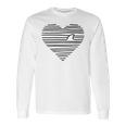 Love Shark Minimalist Line Drawing Shark Fin Long Sleeve T-Shirt