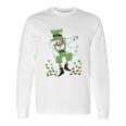 St Patricks Day Clovers Dabbing Leprechaun Youth Kids Long Sleeve T-Shirt