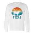 Texas Longhorn Cow Vintage Texan Cattle Herd Retro Lone Star Long Sleeve T-Shirt