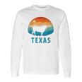 Texas Longhorn Cow Vintage Texan Cattle Herd Retro Long Sleeve T-Shirt