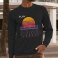 80S Grid Sunset Vaporwave Synthwave Outrun Long Sleeve T-Shirt Gifts for Him