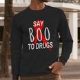 Funny Halloween Say Boo To Drugs Awareness Red Ribbon Long Sleeve T-Shirt Gifts for Him