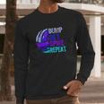 Girls Volleyball Bump Set Spike Repeat Blue Purple Teen Gift Long Sleeve T-Shirt Gifts for Him