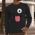 Halloween Costume Emoji Face Wink Eye Tongue Long Sleeve T-Shirt Gifts for Him