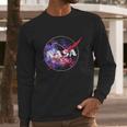 Nasa Purple Pink Mix Galaxy Style Logo Graphic Long Sleeve T-Shirt Gifts for Him