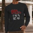 Red Plaid Papa Bear Two Cubs Matching Buffalo Pajama Xmas Long Sleeve T-Shirt Gifts for Him