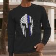 Thin Blue Line Spartan Helmet Long Sleeve T-Shirt Gifts for Him