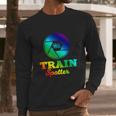 Trainspotter Design Trainspotting With Photo Camera Funny Gift Long Sleeve T-Shirt Gifts for Him