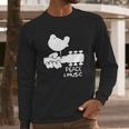 Woodstock Blue White Peace And Music Festival Guitar Long Sleeve T-Shirt Gifts for Him