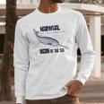 Narwhal Unicorn Of The Sea Humpback Whales Cetaceans Deep Blue Ocean Waves Nautical Marine Mammals Long Sleeve T-Shirt Gifts for Him