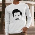 Parks And Rec Fans Ron Swanson Mustache Face Silhouette Long Sleeve T-Shirt Gifts for Him