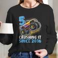 5 Crushing It Since 2016 Monster Truck 5Th Birthday Gift Boy Long Sleeve T-Shirt Gifts for Her