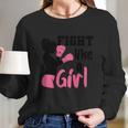 Cancer Fight Like A Girl Pink Ribbon Breast Cancer Long Sleeve T-Shirt Gifts for Her