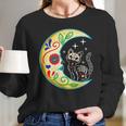 Cat & Moon Sugar Skull Dia De Los Muertos Day Of The Dead V2 Long Sleeve T-Shirt Gifts for Her