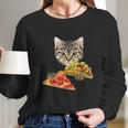 Cat Eating Taco And Pizza Shirt Funny Kitty By Zany Brainy Long Sleeve T-Shirt Gifts for Her