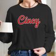 Classic Red Script Cincy City Long Sleeve T-Shirt Gifts for Her