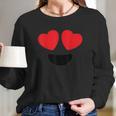 Cute Heart Eyes Emoji Face Halloween Costume Love Long Sleeve T-Shirt Gifts for Her