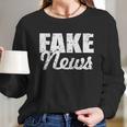 Distressed Fake News Logo Long Sleeve T-Shirt Gifts for Her