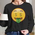 Emoji Money Face Cute Smile Dollar Signs Eyes Mouth Emotic Long Sleeve T-Shirt Gifts for Her