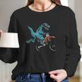 Funny Dino On Bike Trex Lover Rider Motorcycle Long Sleeve T-Shirt Gifts for Her