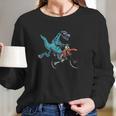 Funny Dino On Dirt Bike Trex Lover Rider Motorcycle Riding Long Sleeve T-Shirt Gifts for Her