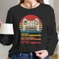 Funny Gaming Vintage Video Gamer Social Distancing Expert Long Sleeve T-Shirt Gifts for Her