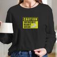 Funny Novelty Caution Sign Invincible Rabbit Ahead Long Sleeve T-Shirt Gifts for Her