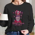 Funny Ribbon Like A Girl Sugar Skull Fight Breast Cancer Awareness Long Sleeve T-Shirt Gifts for Her