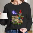 Gnome Riding Frog Hippie Peace Fantasy Psychedelic Forest Long Sleeve T-Shirt Gifts for Her