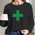 Green Medical Marijuana Cross Symbol Cannabis Medicine Long Sleeve T-Shirt Gifts for Her