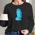 Hawaiian Luau Blue Moai Easter Island Tiki Long Sleeve T-Shirt Gifts for Her