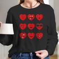 Heart Emojis Valentines Day Funny Emoticons Long Sleeve T-Shirt Gifts for Her