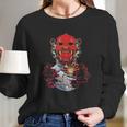 Japanese Red Samurai Oni Ogre Kanagawa Wave Demon Long Sleeve T-Shirt Gifts for Her