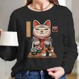 Kawaii Maneki Neko Sushi Bar Cute Sashimi Maki Roll Cat Long Sleeve T-Shirt Gifts for Her