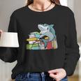 I Love Books Chibi Anime Shark Shirts Book Lover Long Sleeve T-Shirt Gifts for Her