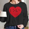 Love In Braille Inside Big Red Heart Uncontracted Valentine Long Sleeve T-Shirt Gifts for Her