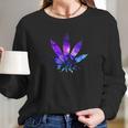 Marijuana Leaf Galaxy Long Sleeve T-Shirt Gifts for Her