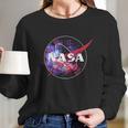 Nasa Purple Pink Mix Galaxy Style Logo Graphic Long Sleeve T-Shirt Gifts for Her